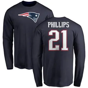 Men's Adrian Phillips New England Patriots Name & Number Logo Long Sleeve T-Shirt - Navy