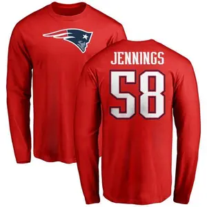 Men's Anfernee Jennings New England Patriots Name & Number Logo Long Sleeve T-Shirt - Red