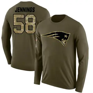 Men's Anfernee Jennings New England Patriots Salute to Service Sideline Olive Legend Long Sleeve T-Shirt