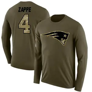 Men's Bailey Zappe New England Patriots Salute to Service Sideline Olive Legend Long Sleeve T-Shirt