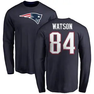 Men's Benjamin Watson New England Patriots Name & Number Logo Long Sleeve T-Shirt - Navy