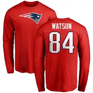 Men's Benjamin Watson New England Patriots Name & Number Logo Long Sleeve T-Shirt - Red