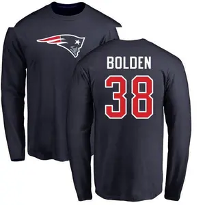Men's Brandon Bolden New England Patriots Name & Number Logo Long Sleeve T-Shirt - Navy