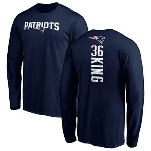 Men's Brandon King New England Patriots Backer Long Sleeve T-Shirt - Navy