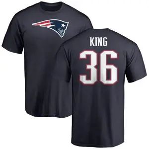 Men's Brandon King New England Patriots Name & Number Logo T-Shirt - Navy