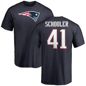 Men's Brenden Schooler New England Patriots Name & Number Logo T-Shirt - Navy