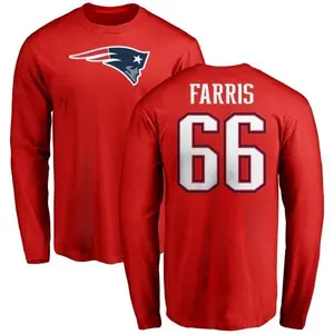Men's Chase Farris New England Patriots Name & Number Logo Long Sleeve T-Shirt - Red