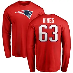 Men's Chasen Hines New England Patriots Name & Number Logo Long Sleeve T-Shirt - Red