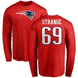 Men's Cole Strange New England Patriots Name & Number Logo Long Sleeve T-Shirt - Red