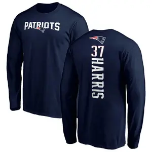 Men's Damien Harris New England Patriots Backer Long Sleeve T-Shirt - Navy
