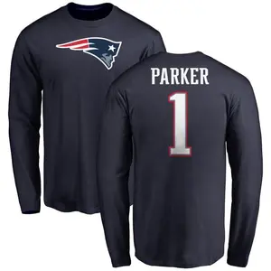 Men's DeVante Parker New England Patriots Name & Number Logo Long Sleeve T-Shirt - Navy
