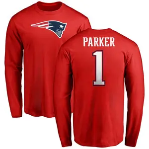 Men's DeVante Parker New England Patriots Name & Number Logo Long Sleeve T-Shirt - Red