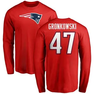 Men's Glenn Gronkowski New England Patriots Name & Number Logo Long Sleeve T-Shirt - Red