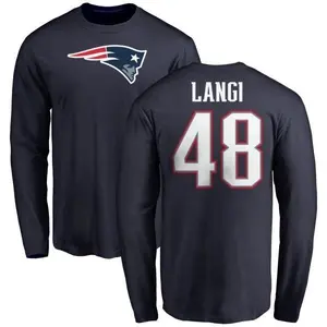 Men's Harvey Langi New England Patriots Name & Number Logo Long Sleeve T-Shirt - Navy