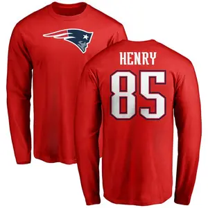 Men's Hunter Henry New England Patriots Name & Number Logo Long Sleeve T-Shirt - Red