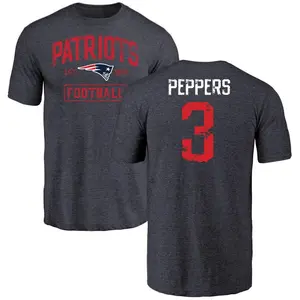 Men's Jabrill Peppers New England Patriots Navy Distressed Name & Number Tri-Blend T-Shirt