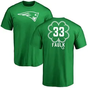Men's Kevin Faulk New England Patriots Green St. Patrick's Day Name & Number T-Shirt