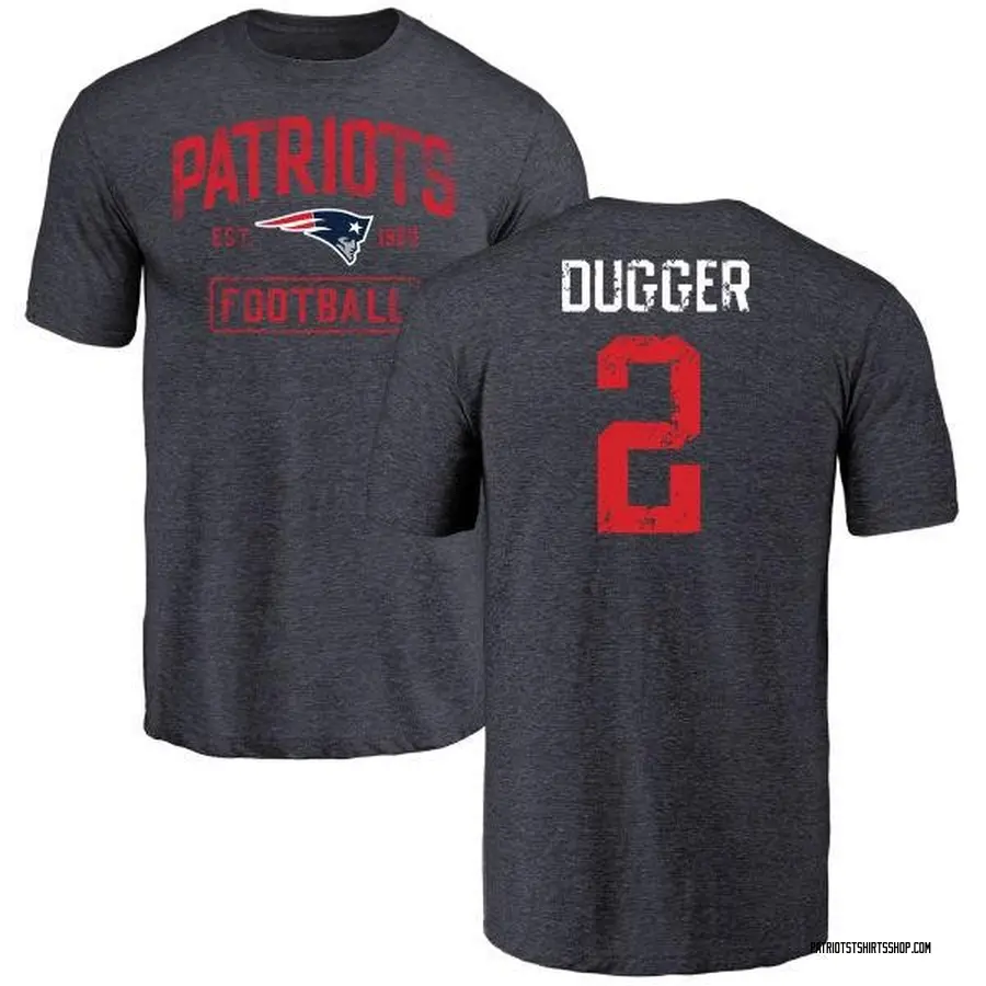 Men S Kyle Dugger New England Patriots Navy Distressed Name Number Tri Blend T Shirt
