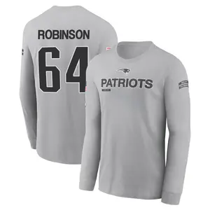 Men's Layden Robinson New England Patriots Gray 2024 Salute to Service Long Sleeve T-Shirt
