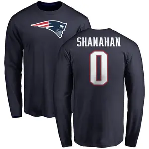 Men's Liam Shanahan New England Patriots Name & Number Logo Long Sleeve T-Shirt - Navy