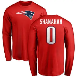 Men's Liam Shanahan New England Patriots Name & Number Logo Long Sleeve T-Shirt - Red