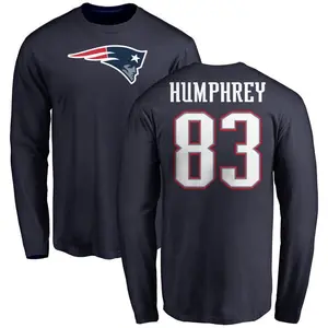 Men's Lil'Jordan Humphrey New England Patriots Name & Number Logo Long Sleeve T-Shirt - Navy