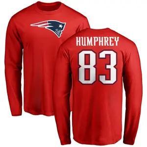 Men's Lil'Jordan Humphrey New England Patriots Name & Number Logo Long Sleeve T-Shirt - Red