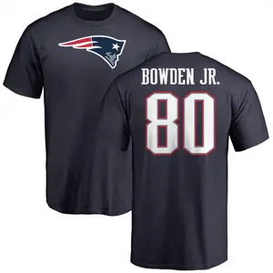 Men's Lynn Bowden Jr. New England Patriots Name & Number Logo T-Shirt - Navy