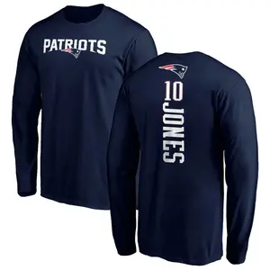 Men's Mac Jones New England Patriots Backer Long Sleeve T-Shirt - Navy