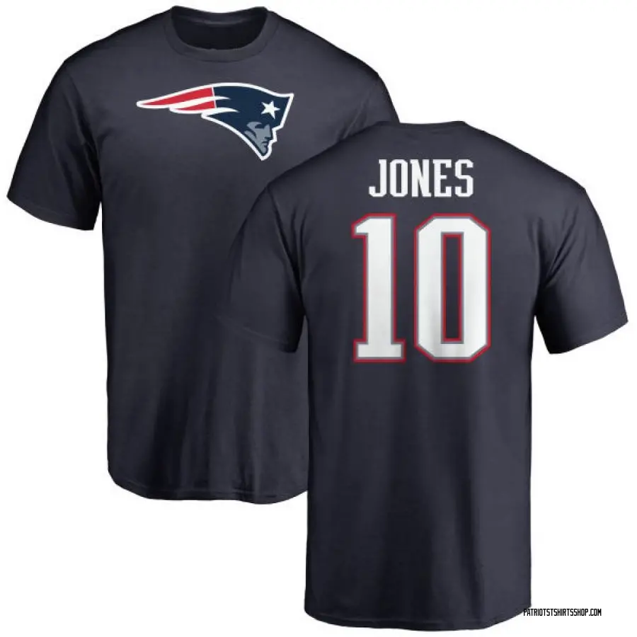 Men's Mac Jones New England Patriots Name & Number Logo T-Shirt - Navy