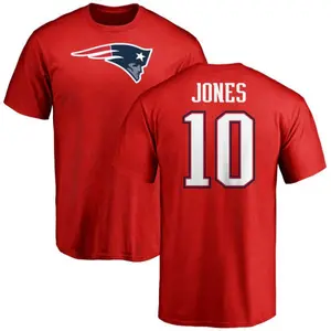 Men's Mac Jones New England Patriots Name & Number Logo T-Shirt - Red