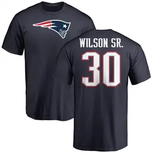Men's Mack Wilson Sr. New England Patriots Name & Number Logo T-Shirt - Navy