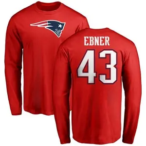 Men's Nate Ebner New England Patriots Name & Number Logo Long Sleeve T-Shirt - Red
