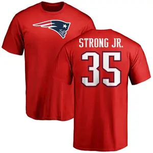 Men's Pierre Strong Jr. New England Patriots Name & Number Logo T-Shirt - Red
