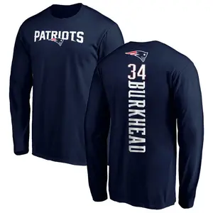 Men's Rex Burkhead New England Patriots Backer Long Sleeve T-Shirt - Navy