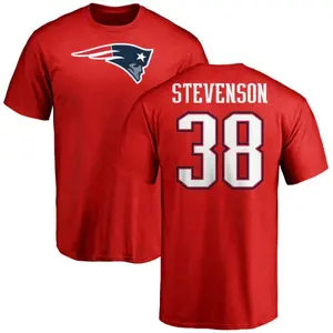 Men's Rhamondre Stevenson New England Patriots Name & Number Logo T-Shirt - Red