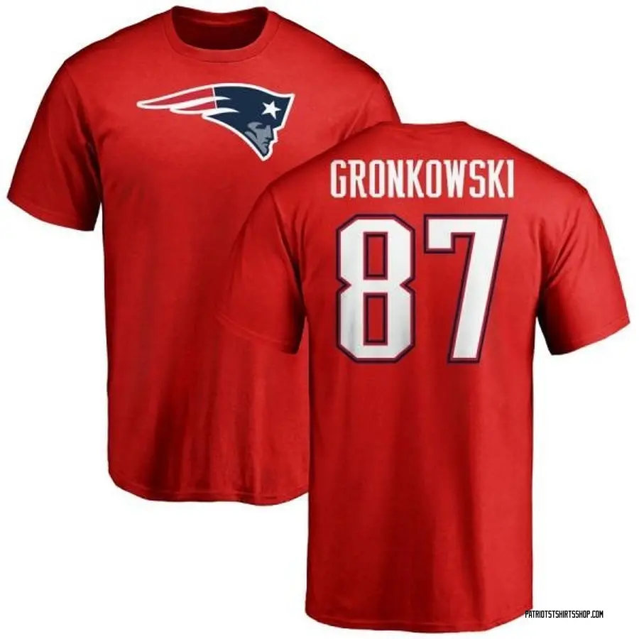 Men's Rob Gronkowski New England Patriots Name & Number Logo T-Shirt - Red