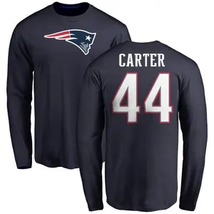Men's Ron'Dell Carter New England Patriots Name & Number Logo Long Sleeve T-Shirt - Navy