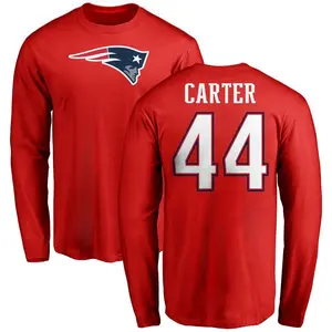Men's Ron'Dell Carter New England Patriots Name & Number Logo Long Sleeve T-Shirt - Red