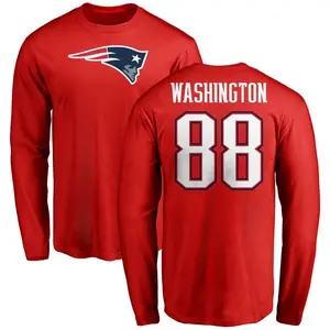 Men's Scotty Washington New England Patriots Name & Number Logo Long Sleeve T-Shirt - Red