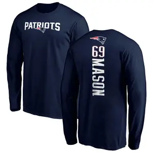 Men's Shaq Mason New England Patriots Backer Long Sleeve T-Shirt - Navy