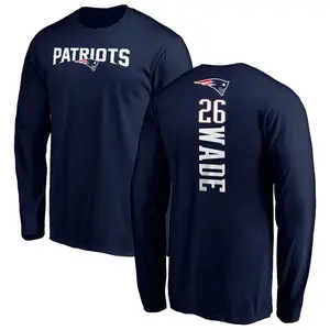 Men's Shaun Wade New England Patriots Backer Long Sleeve T-Shirt - Navy