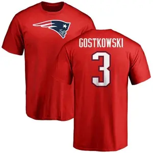 Men's Stephen Gostkowski New England Patriots Name & Number Logo T-Shirt - Red