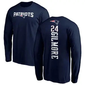 Men's Stephon Gilmore New England Patriots Backer Long Sleeve T-Shirt - Navy