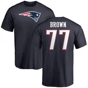 Men's Trent Brown New England Patriots Name & Number Logo T-Shirt - Navy