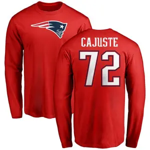 Men's Yodny Cajuste New England Patriots Name & Number Logo Long Sleeve T-Shirt - Red