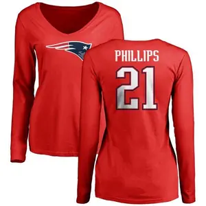 Women's Adrian Phillips New England Patriots Name & Number Logo Slim Fit Long Sleeve T-Shirt - Red