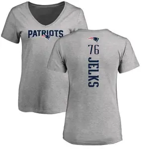 Women's Andrew Jelks New England Patriots Backer V-Neck T-Shirt - Ash