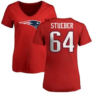 Women's Andrew Stueber New England Patriots Name & Number Logo Slim Fit T-Shirt - Red