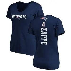 Women's Bailey Zappe New England Patriots Backer Slim Fit T-Shirt - Navy